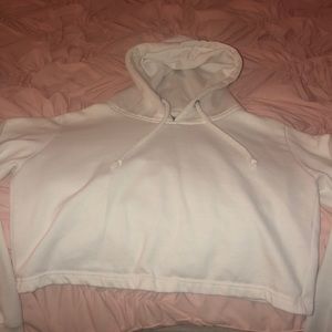 BooHoo cropped white hoodie